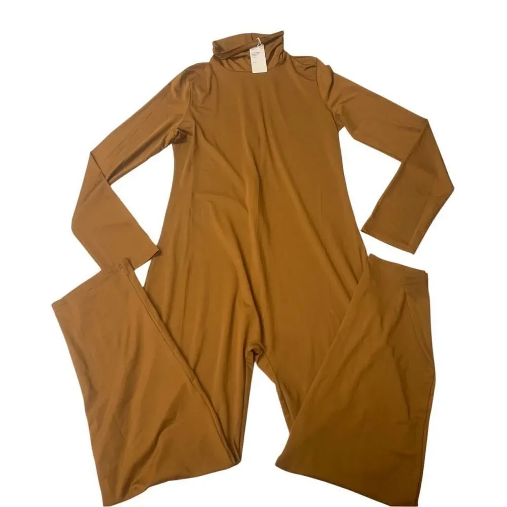 Mock Neck Long Sleeve Bodycon Jumpsuit